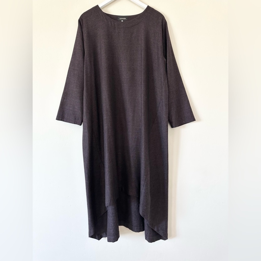 Eskandar Cashmere Silk High Low Hem Dress